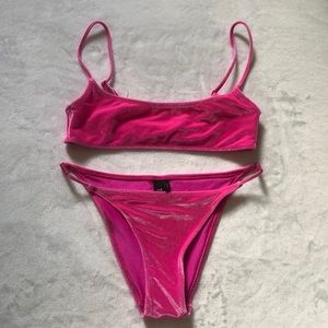 Triangl Hot Pink Velvet Bikini Set